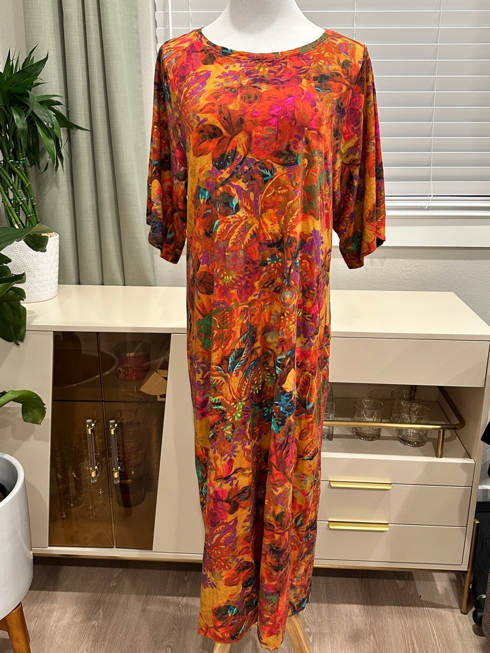 Peruvian Connection Orange and Red Printed Dress